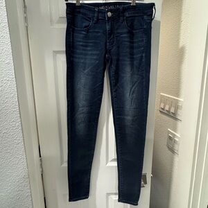 American Eagle Outfitters Super Stretch X Dark Wash Super Low Jeggings - 6 Long
